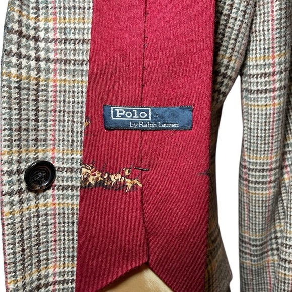 Vintage Polo Ralph Lauren Silk Tie Fox Hunt Equestrian Horse Hound Burgundy - Picture 3 of 4